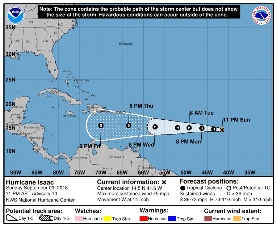 Hurricane Isaac forms over the Atlantic Ocean; it's forecast to reach the Lesser Antilles later this week   