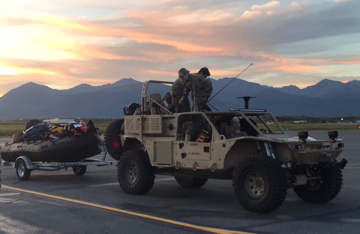 Personnel from the 176th Wing Alaska Air National Guard departed today from Elendorf AFB for Dover AFB. A C-17 with 10 pararescuemen and combat rescue officers will join with other Guardian Angel teams from the CA and NY Air National Guards at Dover for staging. #HurricaneFlorence   