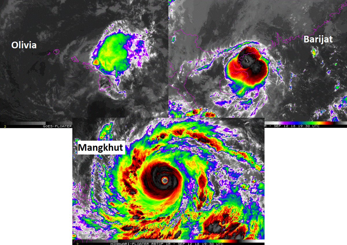 Subtropical Storm Joyce has formed in the Atlantic, joining Florence, Helene and Isaac. Together with Mangkhut, Olivia and Barijat in the Pacific there are   a record equalling seven named storms simultaneously active across the globe.   