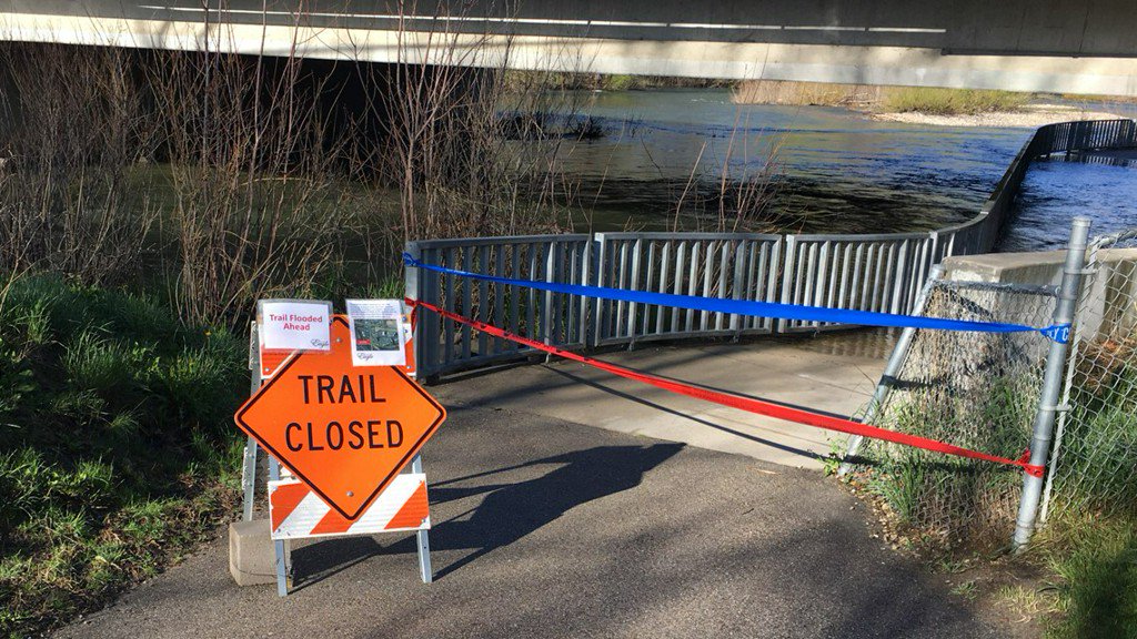 Boise River flows increasing, flooding on Greenbelt in Eagle    