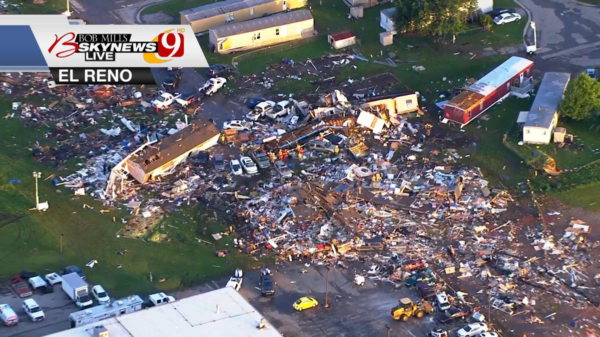 First images from the El Reno tornado damage. The damage path is extremely narrow and not more than 14 to 12 long but boy is it devastating