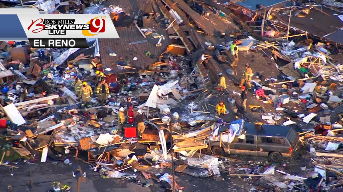 First images from the El Reno tornado damage. The damage path is extremely narrow and not more than 14 to 12 long but boy is it devastating