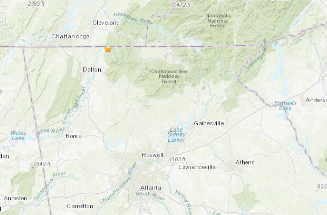 The @USGS_Quakes reports a 2.6 magnitude earthquake hit North Georgia @11:47 Thursday night. They say it was centered @ 10 miles NNE of Eton, 20 miles NE of Dalton, and 86 miles NNW of Atlanta.  Some of our viewers report their houses shook