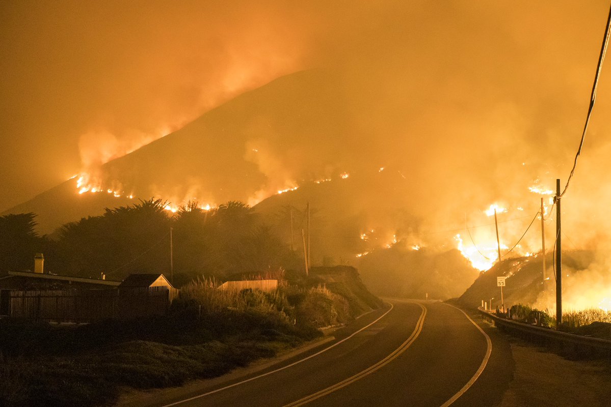 The ColoradoFire burns along Highway 1 near BigSur California on Friday, Jan. 21, 2022.