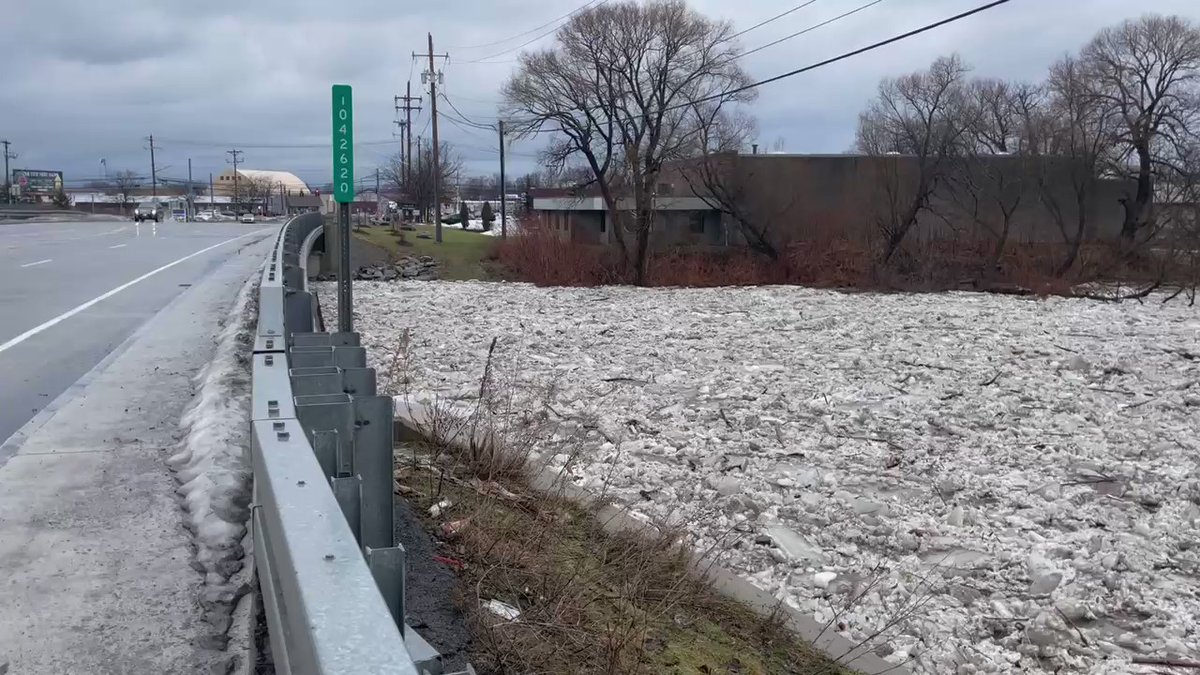 The ice at the bridge on Harlem Road is starting to jam up a bit. This is the confluence where Cayuga Creek and Buffalo Creek meet