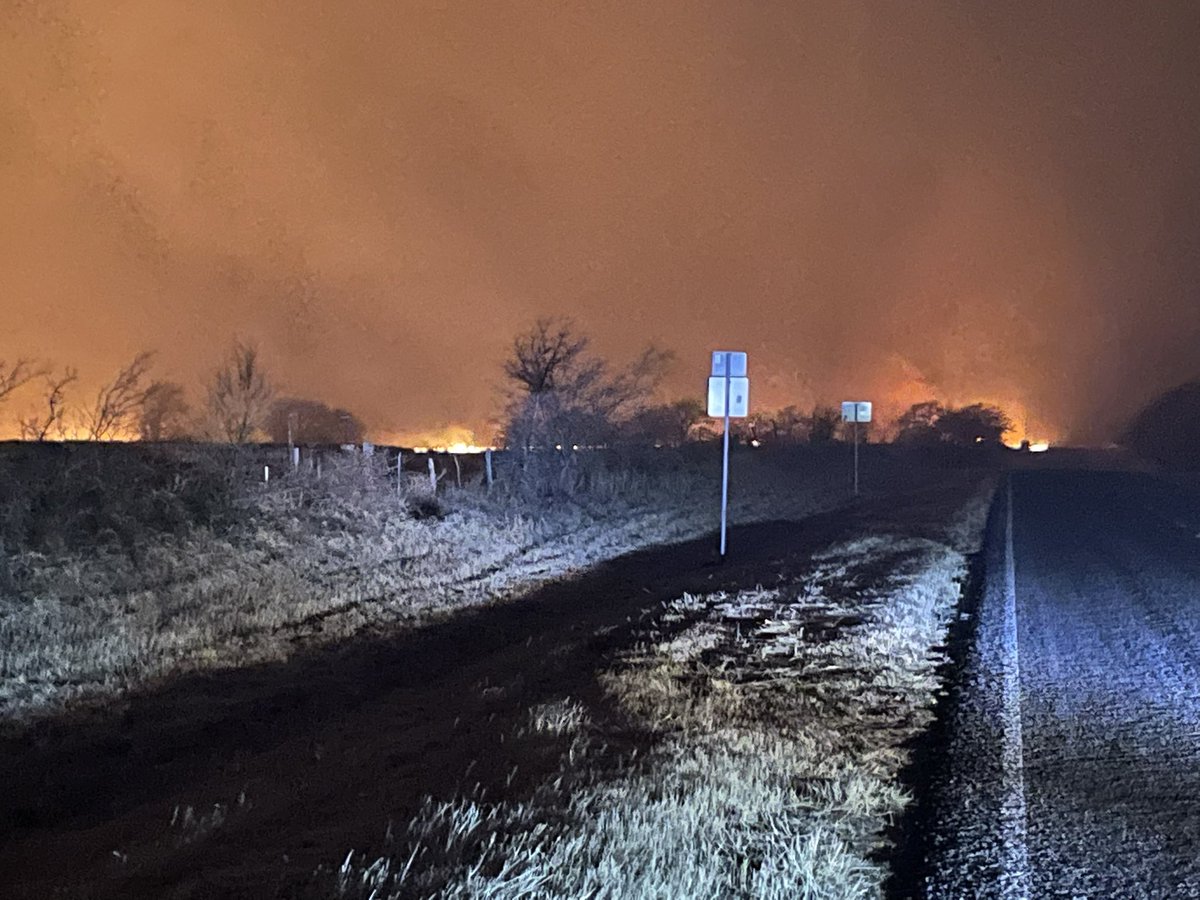 Eastland County where tens of thousands of acres are burning right now—part of the EastlandComplex fires.  We took these photos right off of FM2563 in Gorman.   Fire crews have a long night ahead of them