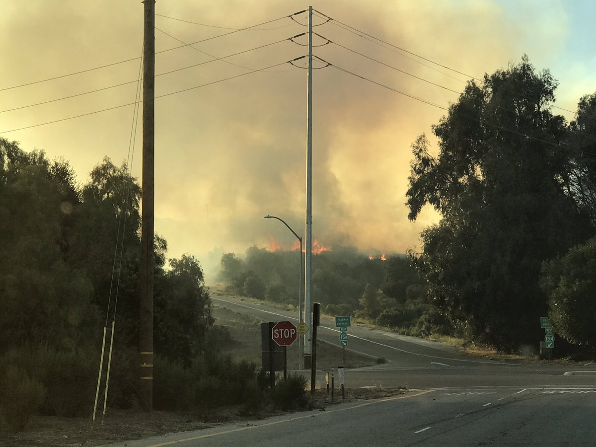 Fire at 154 and 192/Cathedral Oaks in Santa Barbara.