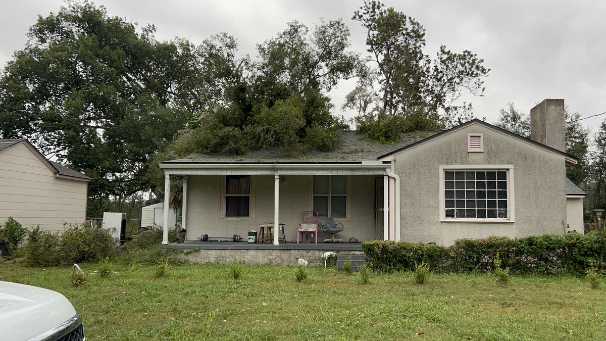 A  oak tree fell on a house near Moncrief Creek off Norwood Ave.