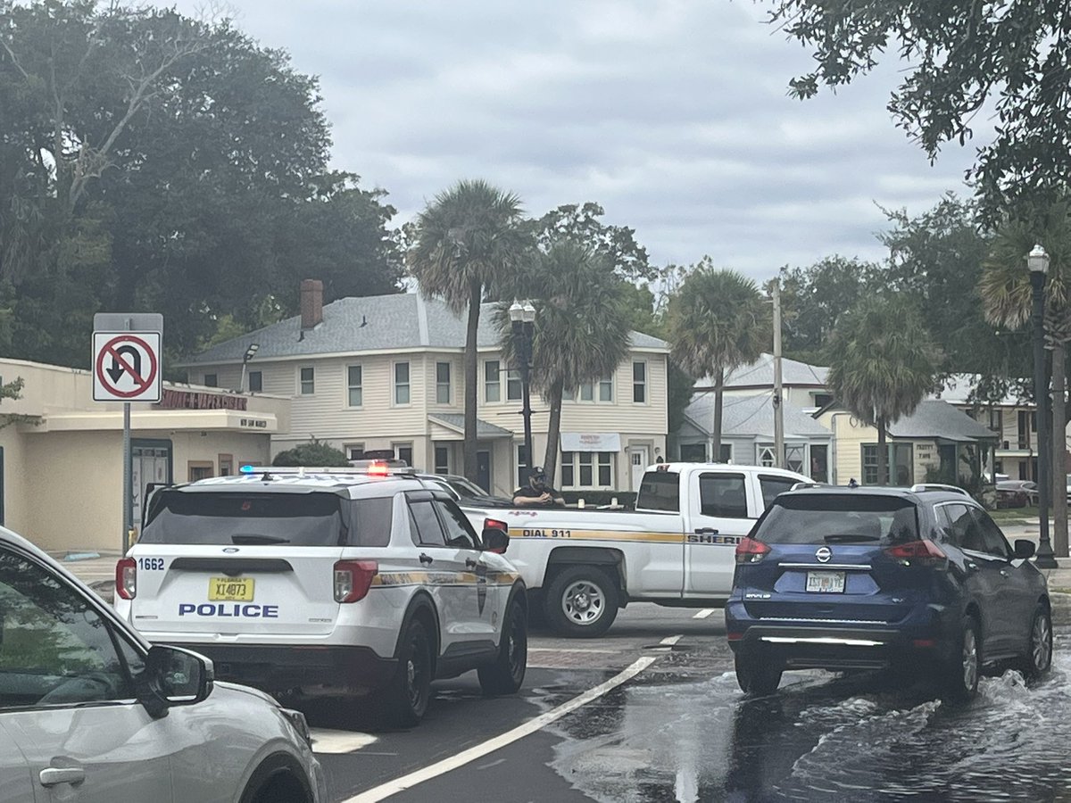 Police are having to shout at drivers to stop them from going past police cars. High tide closed San Marco Boulevard from LaSalle to Cedar shop owners closing but not worried