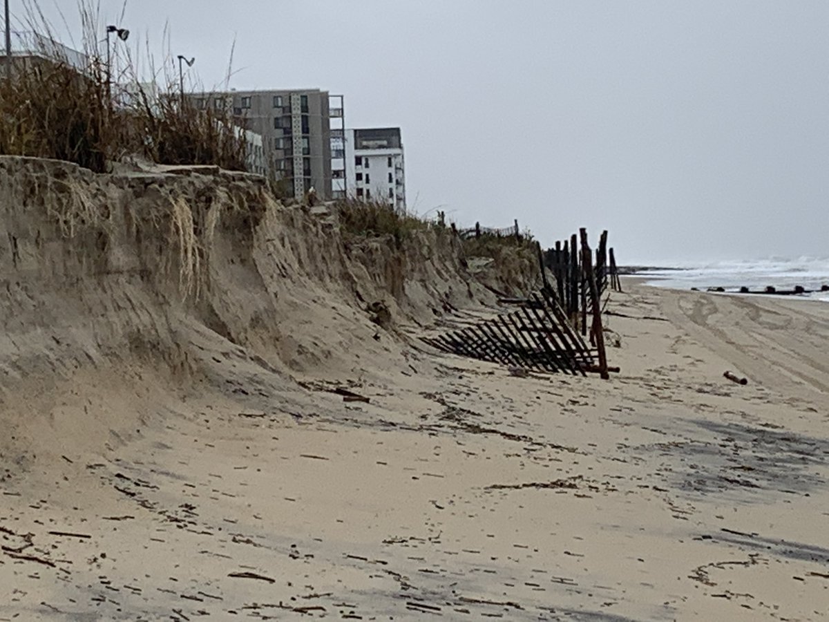 At low tide in @CityofRehoboth  much of the beach has been scraped away by Ian