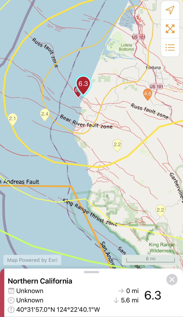 6.3 earthquake on coast of N California