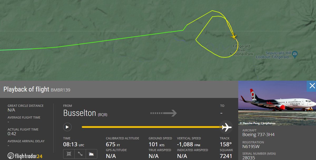 Reports that a Boeing 737-300 (N619SW) has crashed during a fire fighting mission in southern Australia.  The aircraft involved belong to Coulson Aviation and is 27 years old.  According to media the pilots have been taken to hospital