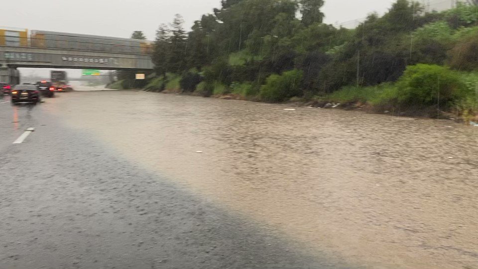 CHP Hayward is on scene south of Thornton Avenue on I-880. The roadway is flooded because of the heavy rain  seeing right now across the Bay Area