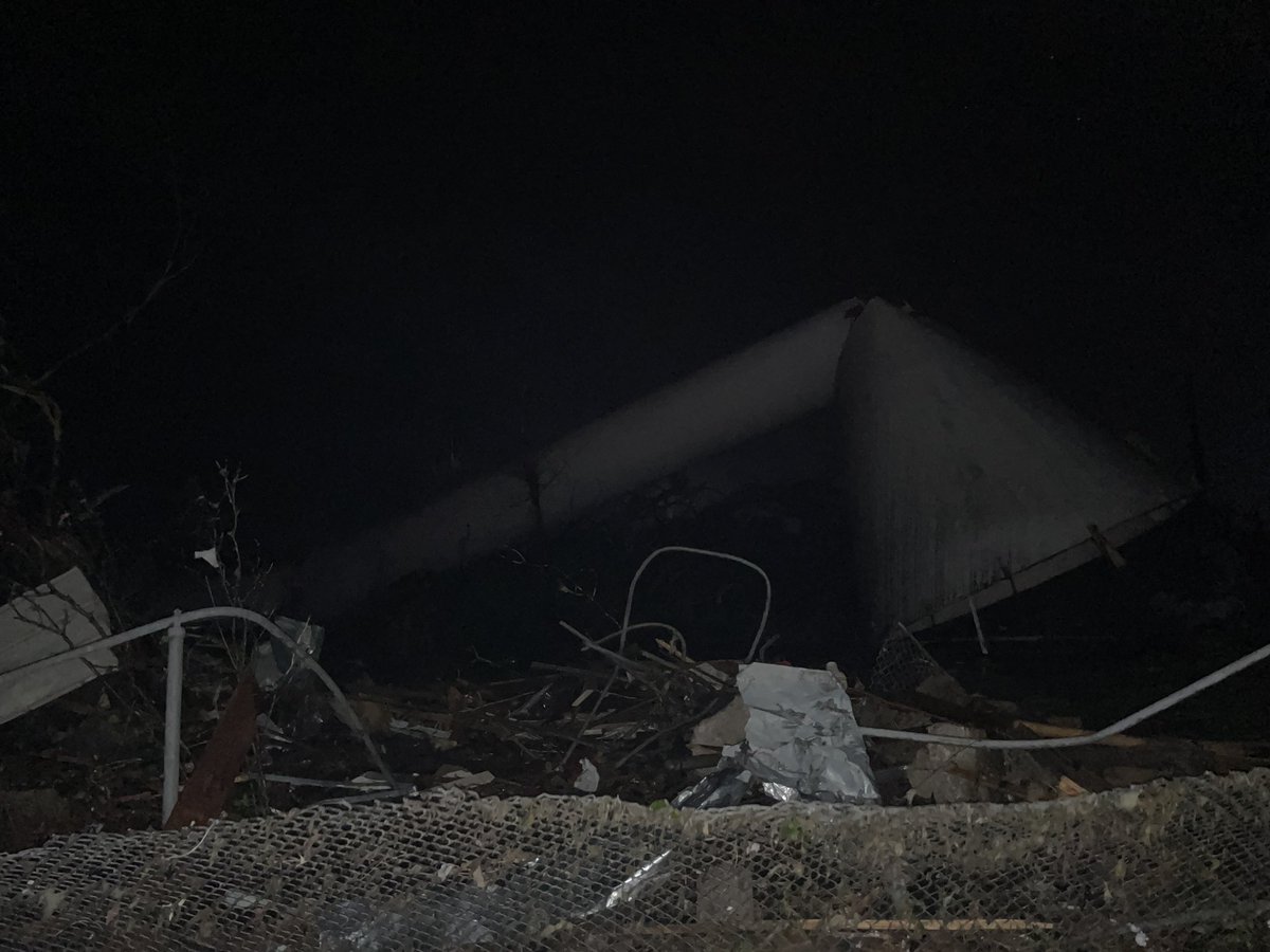 Damage in Rolling Fork, MS. Water tower was knocked over with bolts ripped out of the ground as well as multiple slabs.