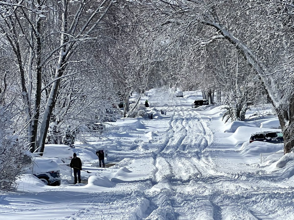 County and state-maintained routes are cleared, but still waiting for city plows to get the side streets in this part of West St. Paul   Some drivers are bulldozing their own path to the open road