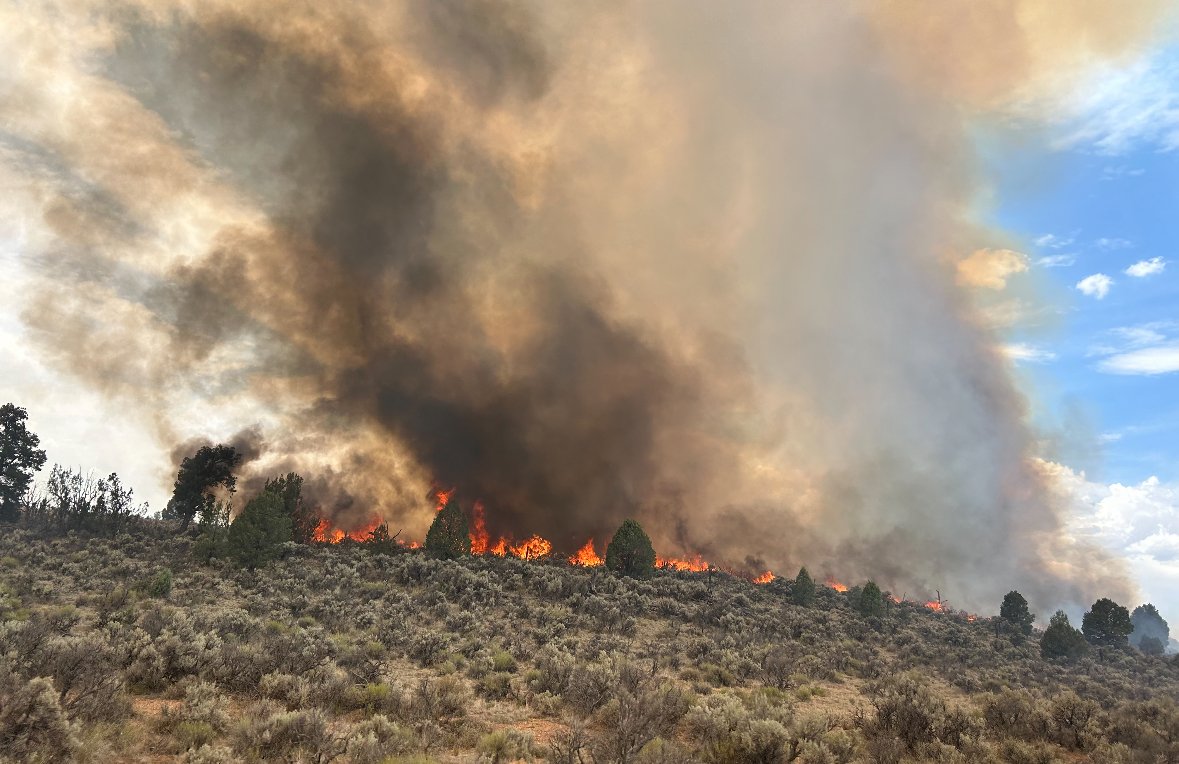 The ApexFire burning west of Tusayan was mapped today at 3,100 ac. It is now 40% contained. Firefighters dealing with outflow winds that cont. to keep fire activity high. The fire pushed out to the NE today thru retardant lines.