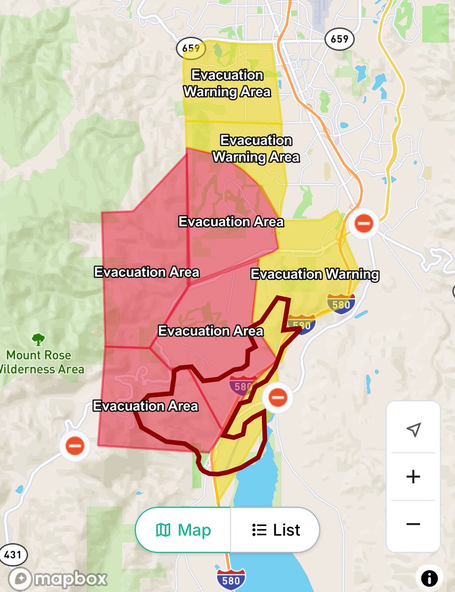 Evacuation warnings have been extended for the DavisFire ranging all the way from the Arrowcreek area and stretching to McCarran Blvd.