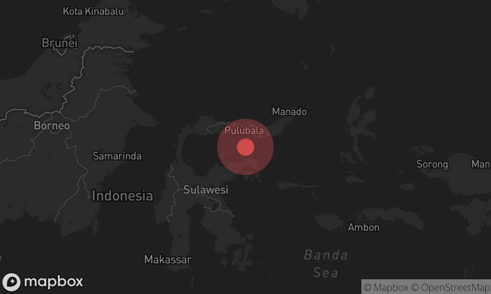 A 6.0 magnitude earthquake occured at 73 km SSW of Gorontalo, Indonesia.