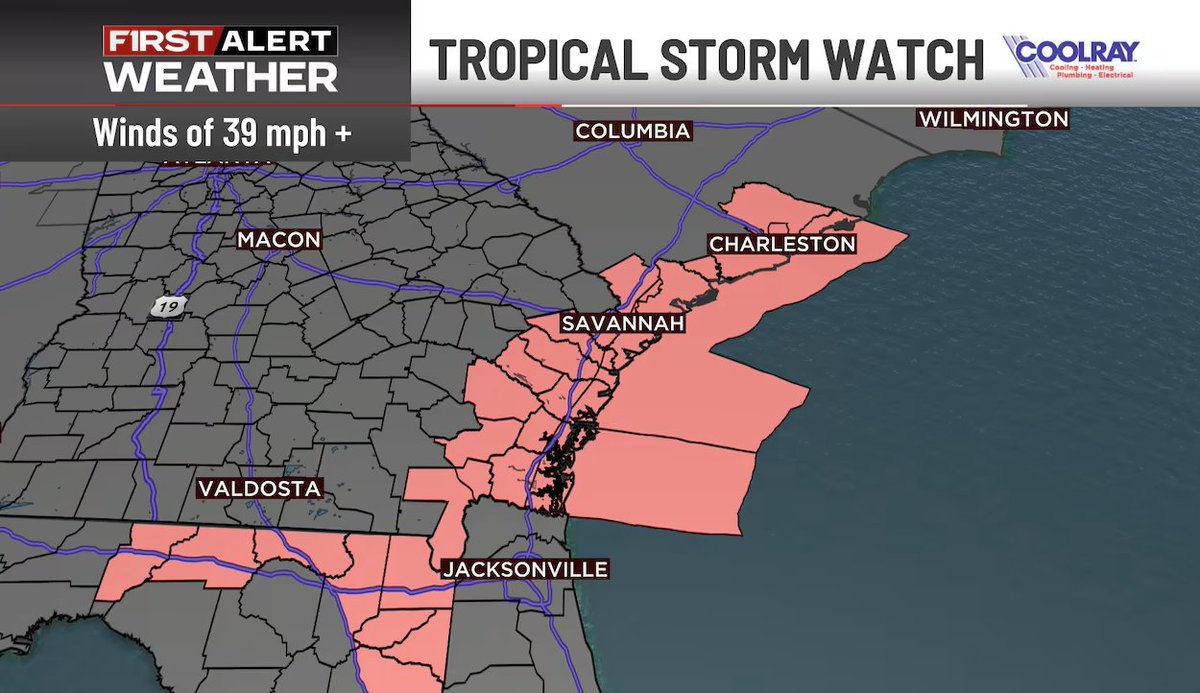 The wind field in Milton is expected to double by the time it makes landfall, which as resulted in a Tropical Storm Watch being issued for the coasts of Georgia