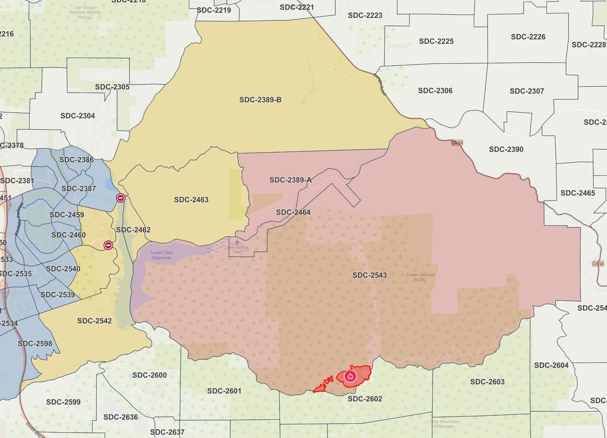 Latest EVACUATION ORDERS (red) and S (yellow) for the Border2Fire.