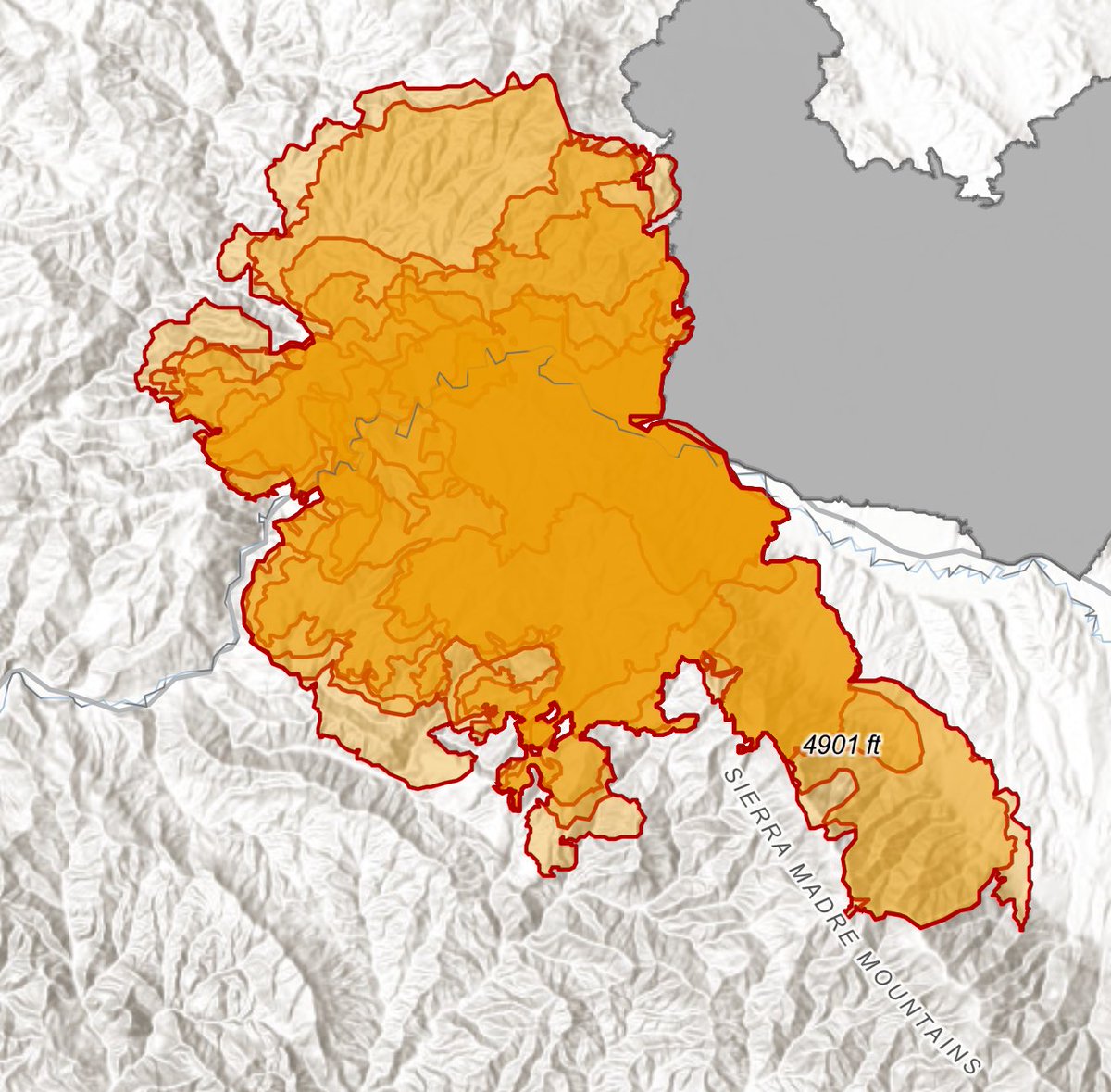 GiffordFire at 72,459 acres. Has made its way down into Pine Canyon