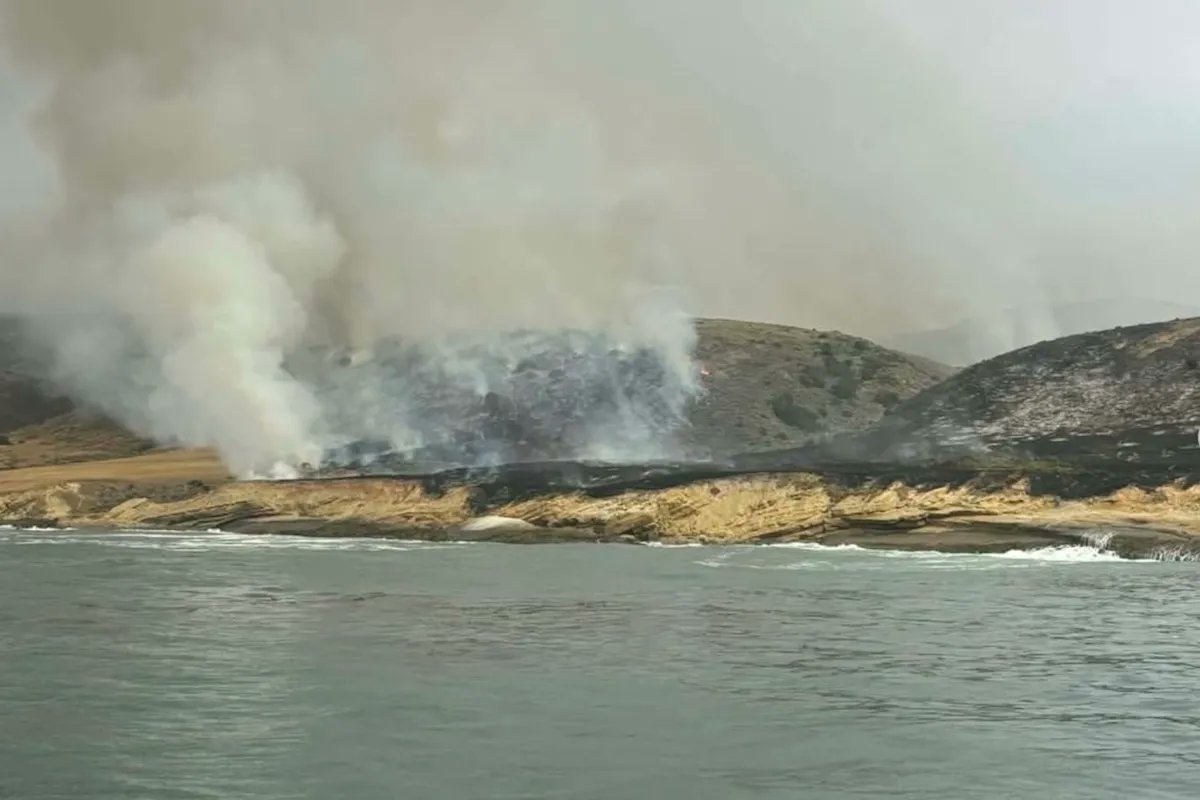 SantaRosaIslandFire Off South Rd & Lopez Road, Santa Rosa Island, Santa Barbara County. 3:20pm Air Attack 50 is overhead on the Ford Fire at the Channel Island National Park. Aircraft have been rotating in and out.