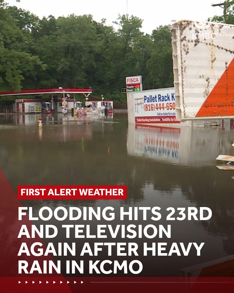 A Kansas City gas station near 23rd Street and Television Place flooded again after Monday’s storms