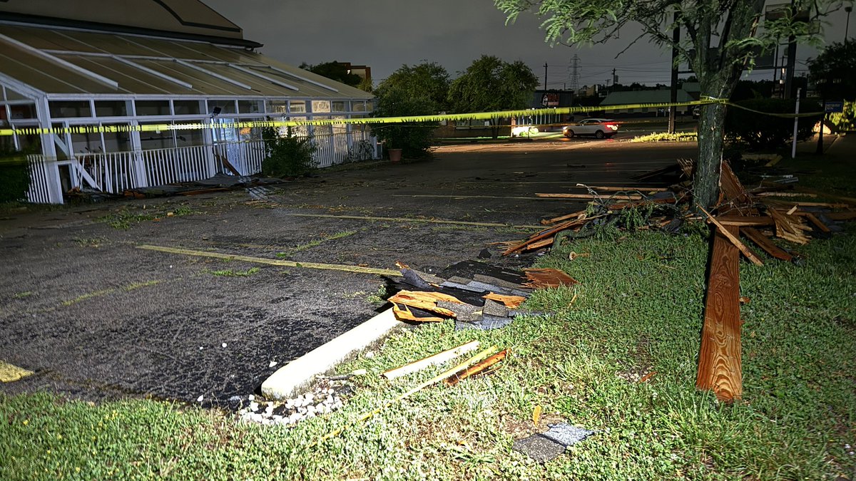 Storm damage across Florence, Kentucky. These images are at front of the Roadway Inn along Dream Street