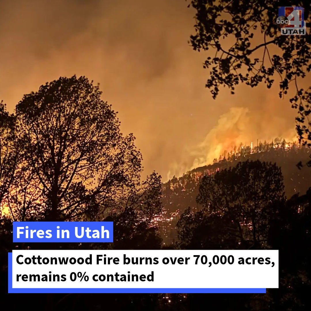 The Cottonwood Fire in Beaver has burned over 70,992 acres and is 0% contained