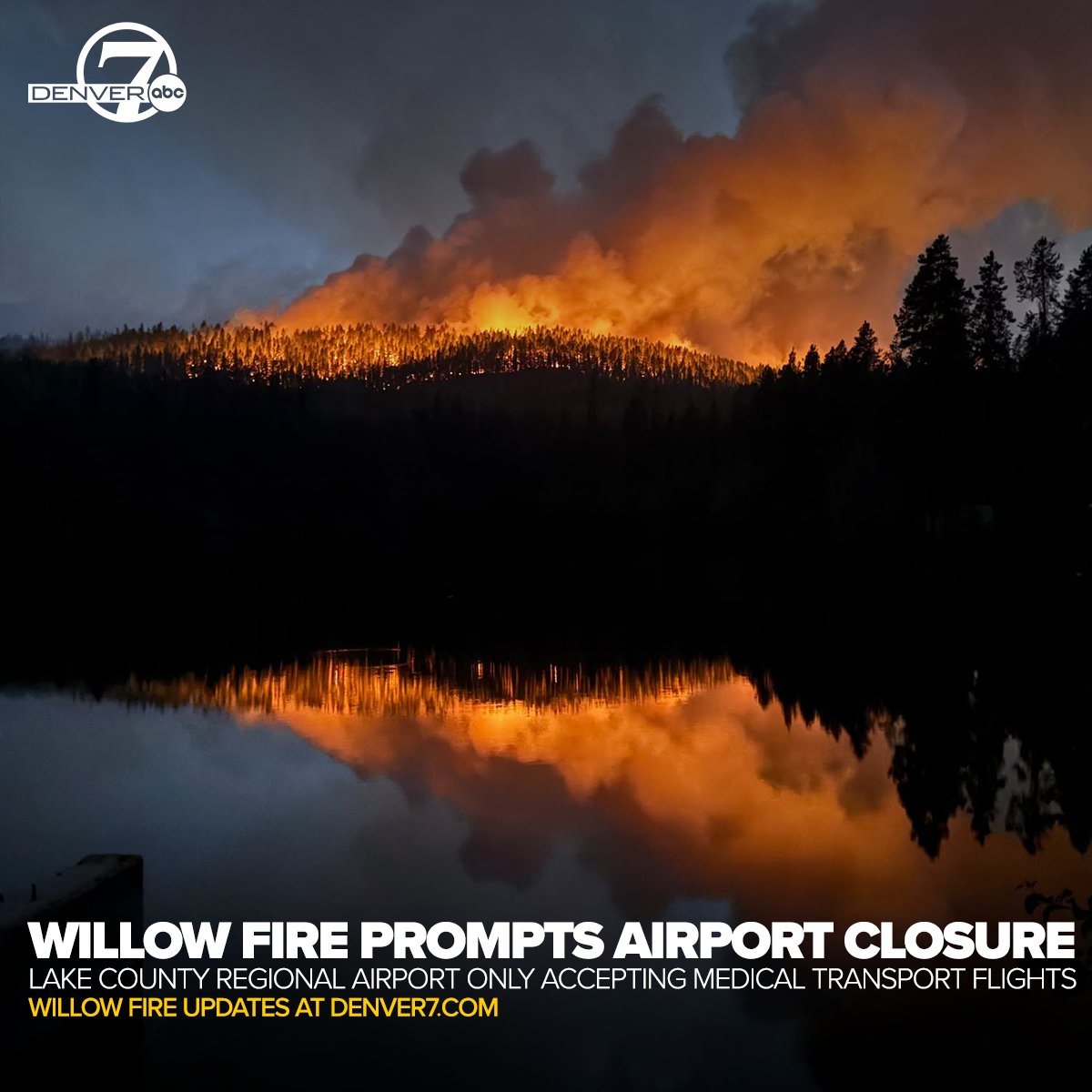 The Willow Fire stands at 4,143 total acres burning with 1% containment, prompting the closure of the Lake County Regional Airport to all flights other than medical transport.