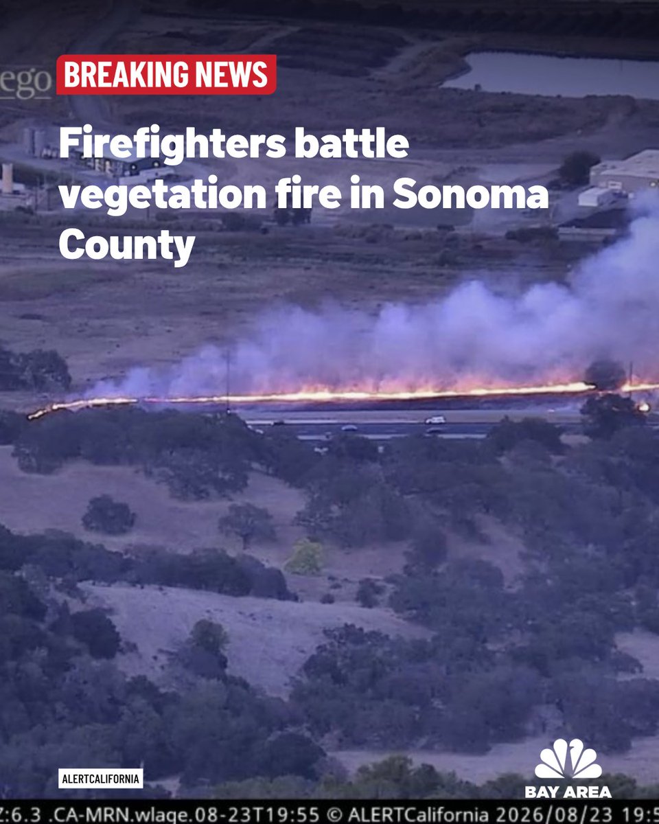 Firefighters are battling a vegetation fire in Sonoma County that, according to Cal Fire, has made its way into a solar facility