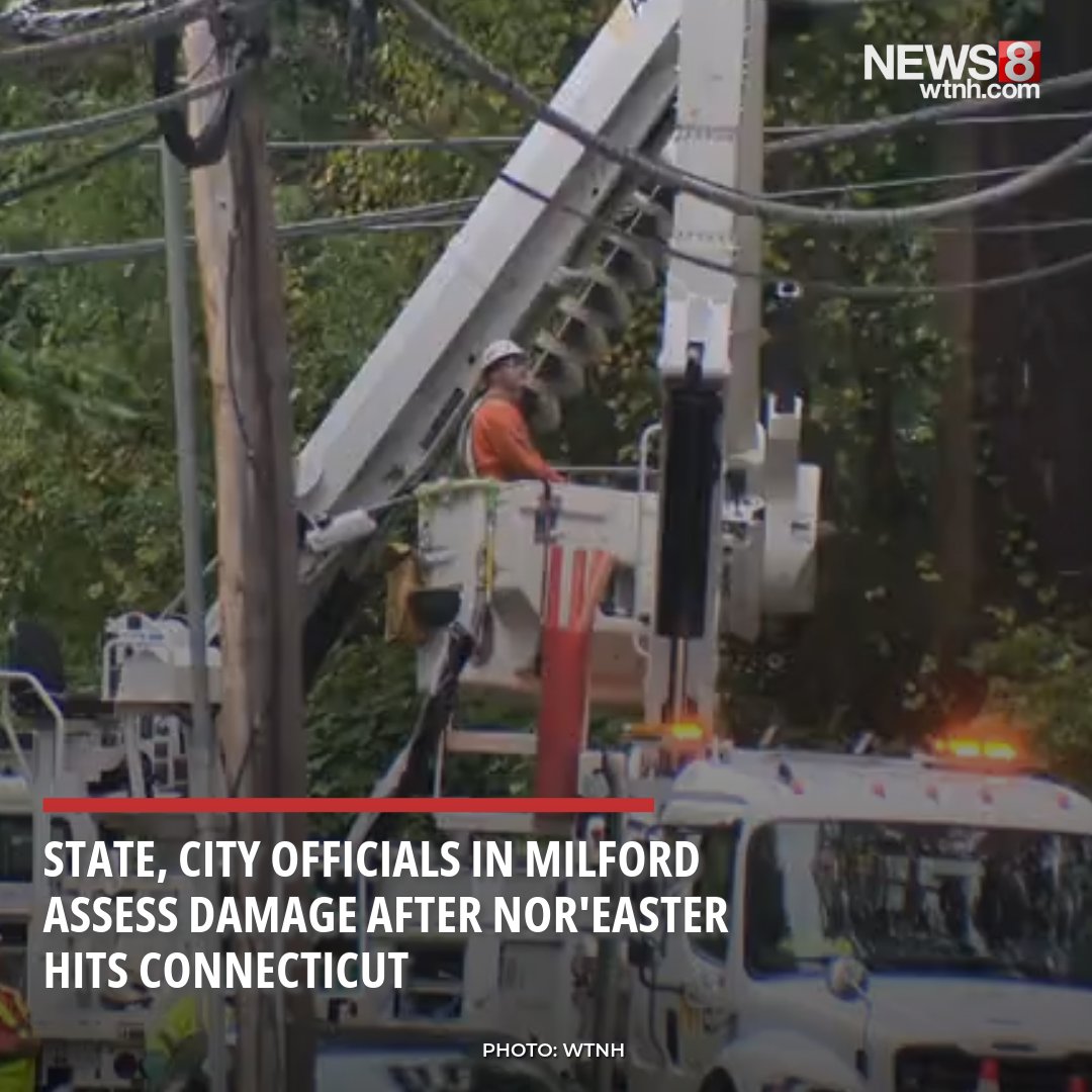 State and city officials met in Milford early Sunday to access storm damage after strong winds and flooding overnight